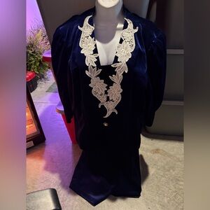 Elegant Blue 2 Pc Dress with Lace Detail 92